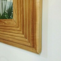 lustro w ramie z drewna tekowego, kolor naturalny drewna 