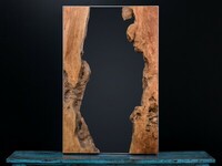 lustro drewniane w metalowej ramie