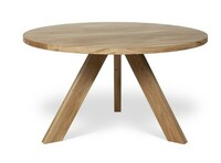 stół okrągły z litego drewna dębowego na trzech nogach
