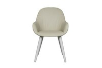 Krzesło w białej skórze, nogi drewniane białe