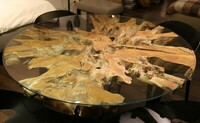 Stół z oryginalnym drewnianym blatem, stół do jadalni, nowoczesny stół do kuchni.