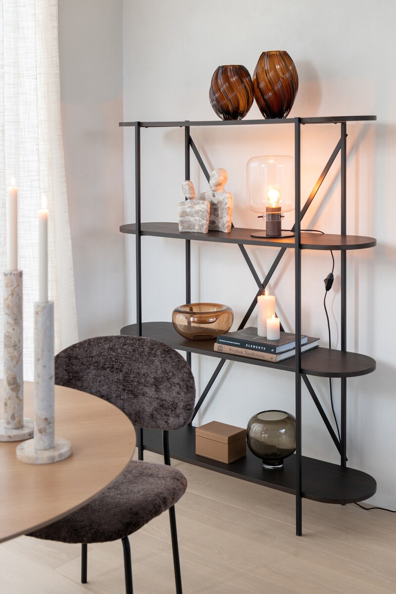 Industrialny regał stojący do salonu i jadalni