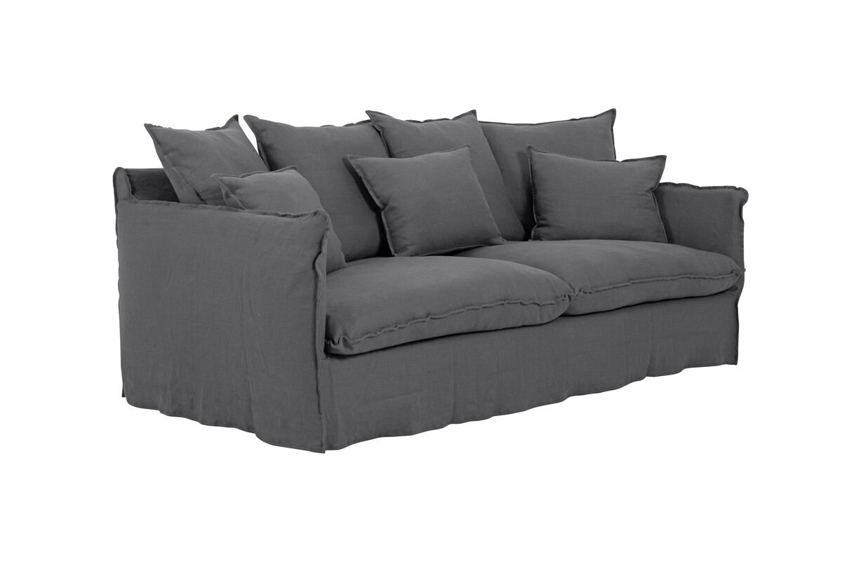 Ciemnoszara sofa 3-osobowa Copenhagen z francuskim przeszyciem