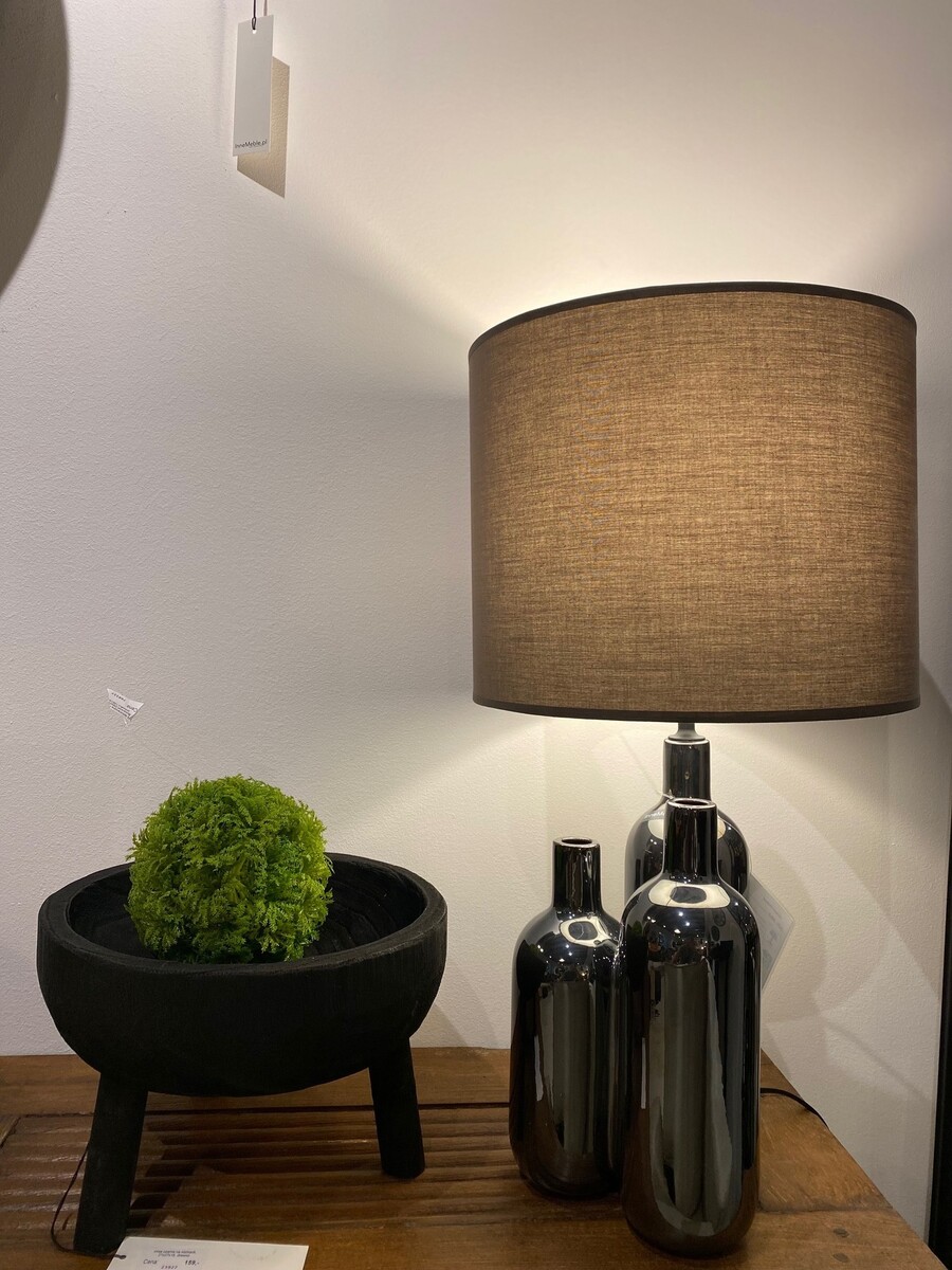 Lampa ceramiczna w kształcie butelek, grafitowa lampa z abażurem