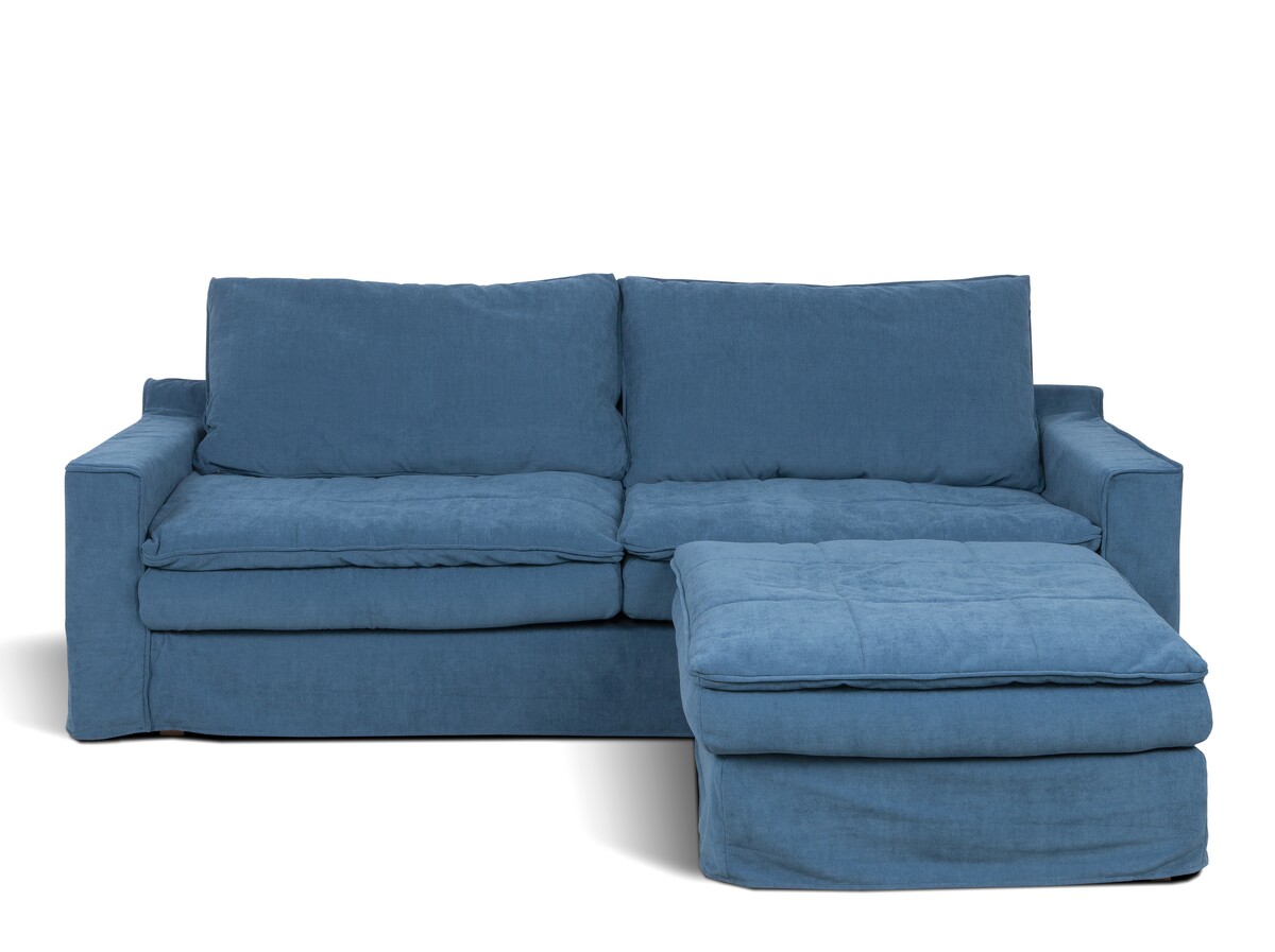 Niebieska sofa  Kibo 2,5 z pufem