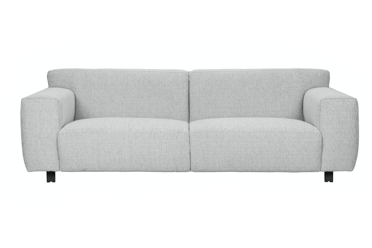 Szara sofa 3-osobowa na metalowych czarnych nóżkach