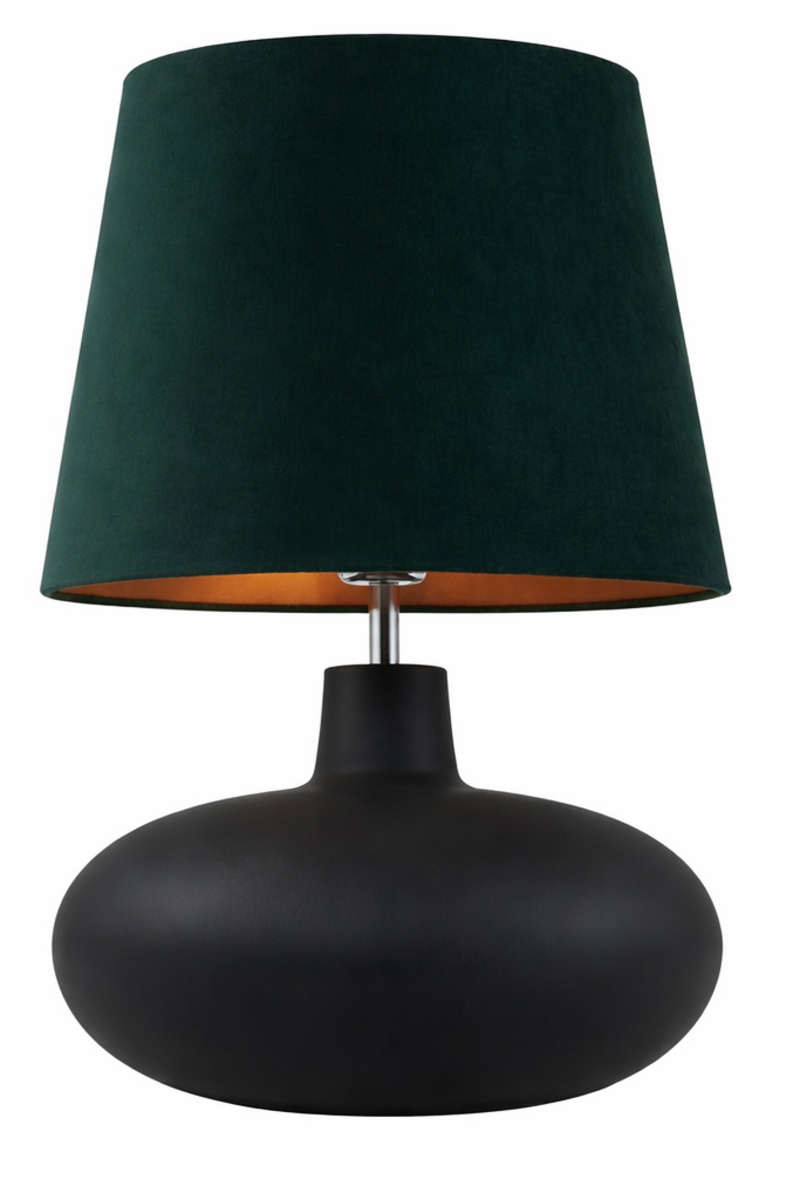 Matowa grafitowa lampa w Katowicach, lampa szklana, lampa z zielonym kloszem, lampa stołowa, oświetlenie Katowice, lampy Kaspa