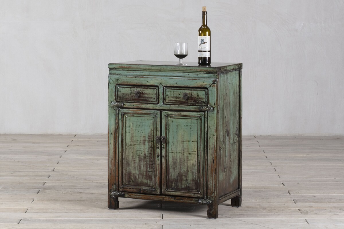 komoda mała 2 szuflady 2 drzwi pastel turkus M-27   TA22-4826-69-41-86 (5)