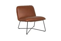 Fly armchair leather Western Cognac side 1