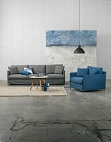 Petito sofa and armchair_ Corrie Grey and Denim_Koncept Sverige