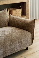 sofa modułowa, brązowa kanapa welurowa, sofa z szerokimi bokami,  sofa modułowa w skórze i tkaninie