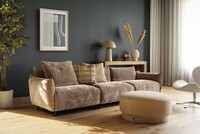 sofa modułowa, brązowa kanapa welurowa, sofa z szerokimi bokami, (3)