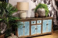 duża komoda, kolorowe meble, niebieska komoda, komoda do salonu, drewniana komoda, komoda z szufladami, komoda 180 cm,  (1)