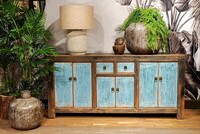 duża komoda, kolorowe meble, niebieska komoda, komoda do salonu, drewniana komoda, komoda z szufladami, komoda 180 cm,  (2)