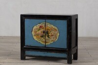 komoda drewno egzotyczne malowana niebieski z czarnym dzrwi M-69   TA18-7156-96-40-83 (6)