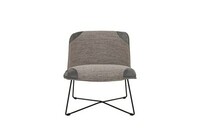 Fly Armchair fabric+leather melange antracit nubuck dark grey_ Fly black Chrome front