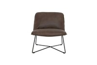 Fly Armchair leather_ bergamo chestnut_ Fly stal Black front