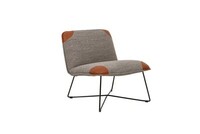 Fly Armchaire fabric+leather_ melange antracit western cognac_ Fly black Chrome_ side