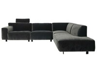 sofa modułowa Vesta modul 1,5 motion+1,5+c+EP w tkaninie celine grey z zagłówkiem , kolor grafit welur, narożnik