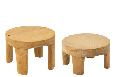 Stoliki kawowe okrągłe, komplet drewnianych okrągłych stolików, 
