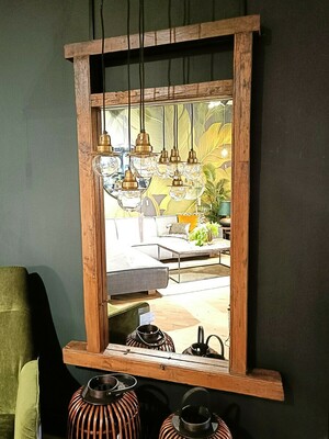 Lustro w ramie ze starych drzwi, industrialne lustro, lustro ścienne dekoracyjne, dekoracyjna rama lustra
