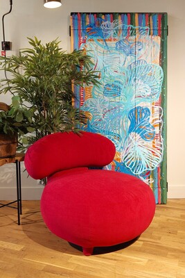 Obraz na drewnie, panel dekoracyjny, obraz w stylu pop-art, różowy fotel Circolo Mti Furninova