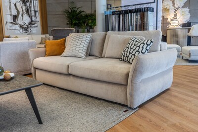 Kanapa z funkcją spania, sofa rozkładana, kanapa rozkładana, kremowa sofa, sofa tapicerowana